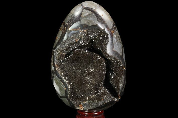 Septarian Dragon Egg Geode - Black Crystals #98881